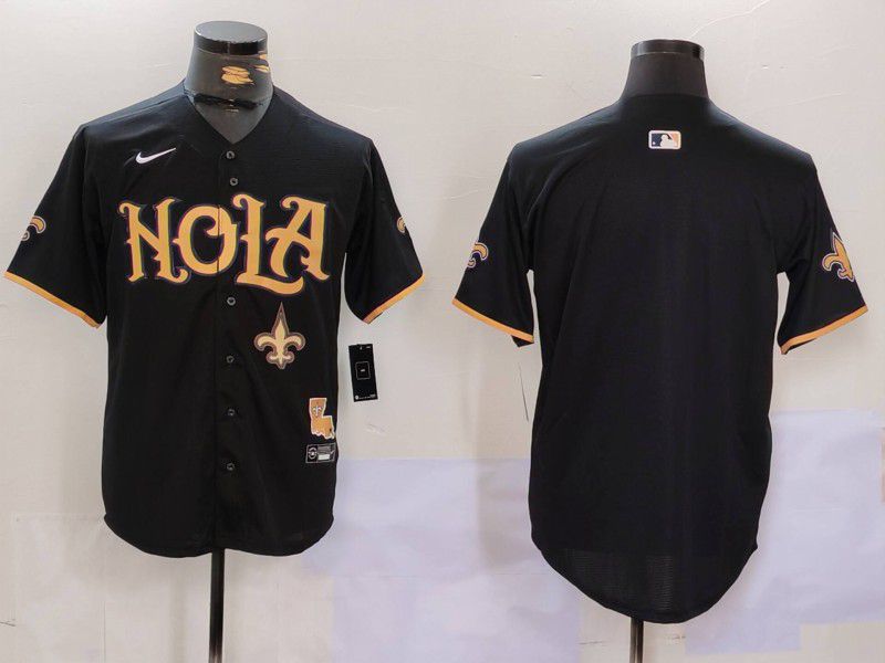 Men New Orleans Saints Blank Black Joint Name 2024 Nike Limited NFL Jersey style 2->customized mlb jersey->Custom Jersey